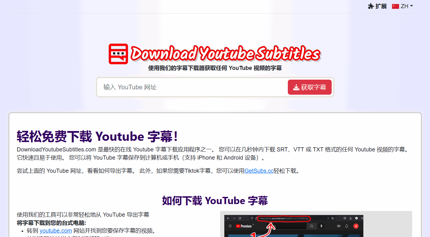 YouTube字幕下载器